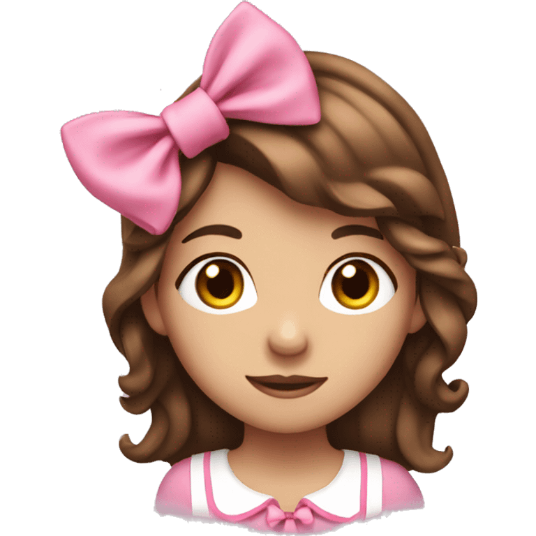 Girl with brown hair and pink bow emoji