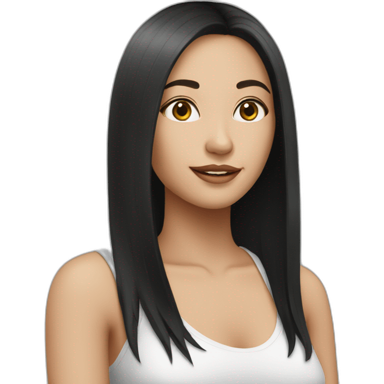 Fair skinned pretty woman with long straight black hair emoji