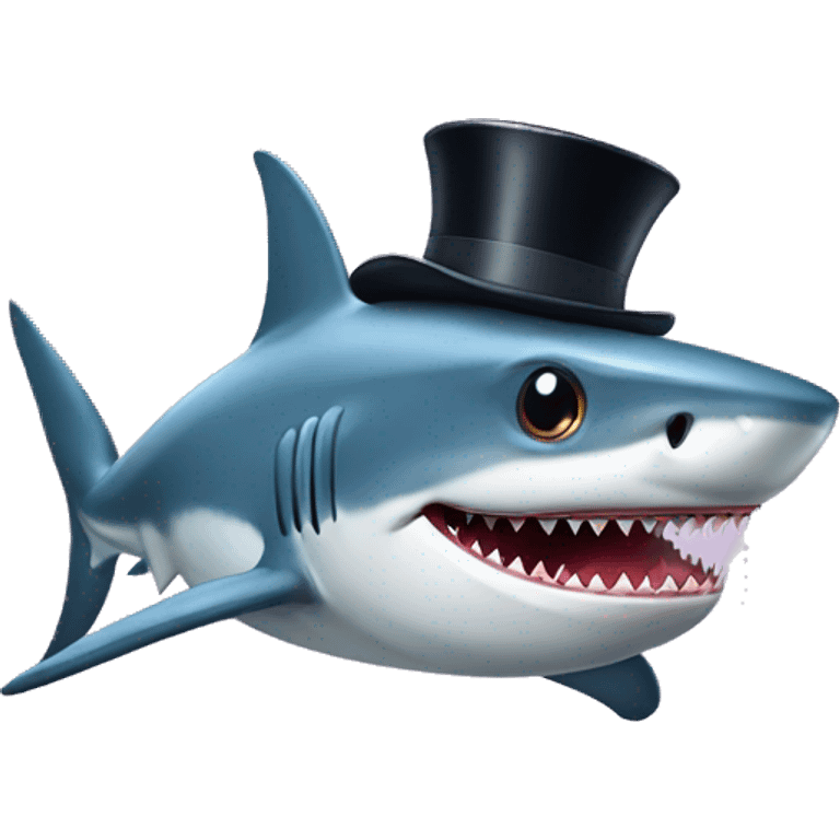 Shark with a top hat emoji