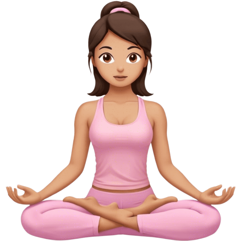 brunnete yoga girl light pink clothes n emoji