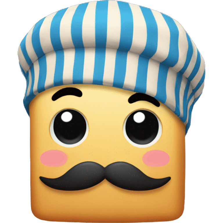 Cube with a striped shirt a moustache and baret emoji