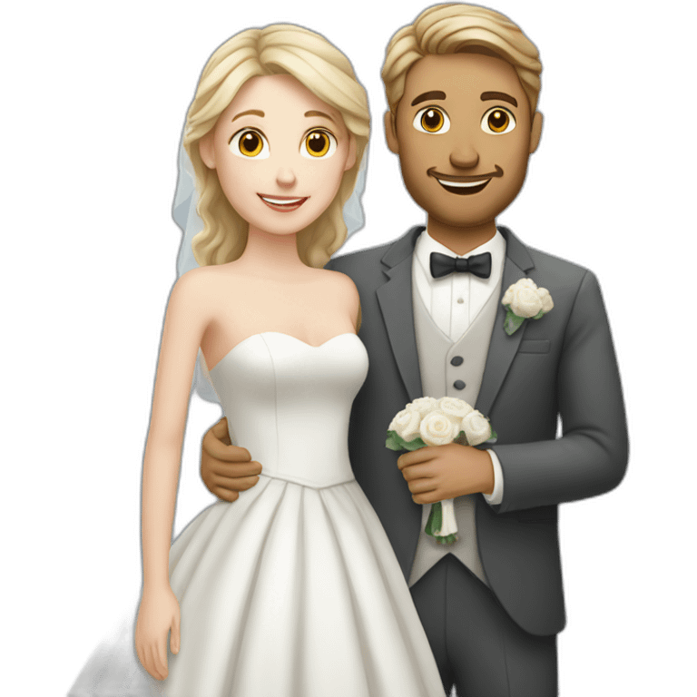 white couple marriage and holding gray cat emoji