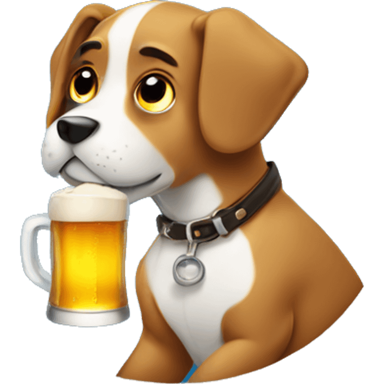 Dog drinking beer emoji