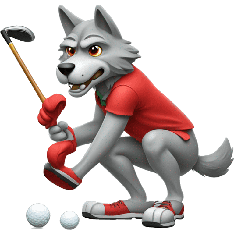 wolf wearing red golfing emoji