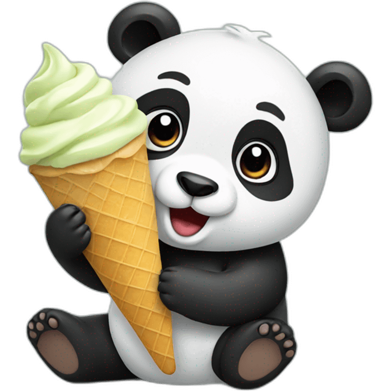 Panda eating ice cream emoji