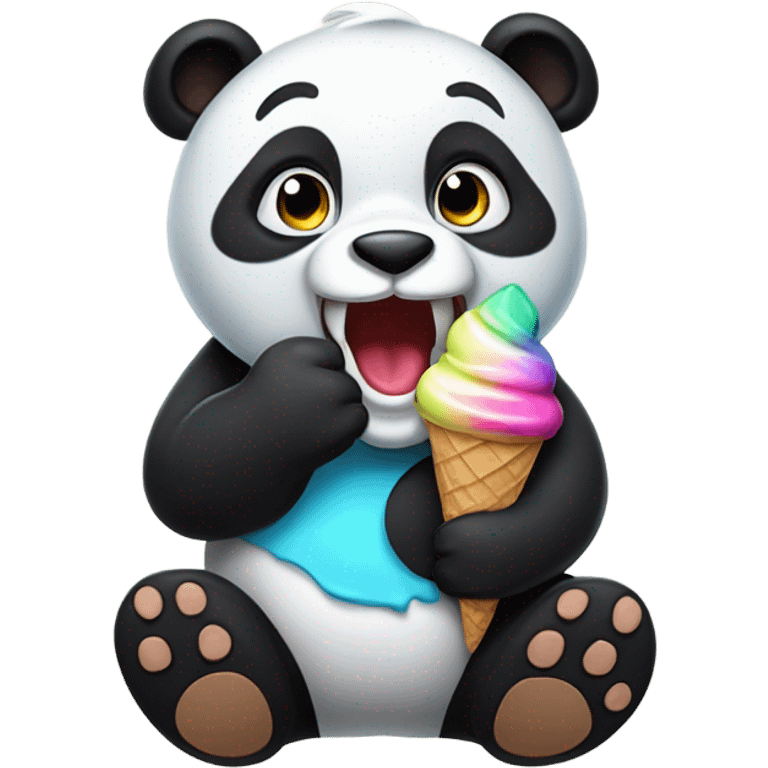 Panda eating ice cream emoji