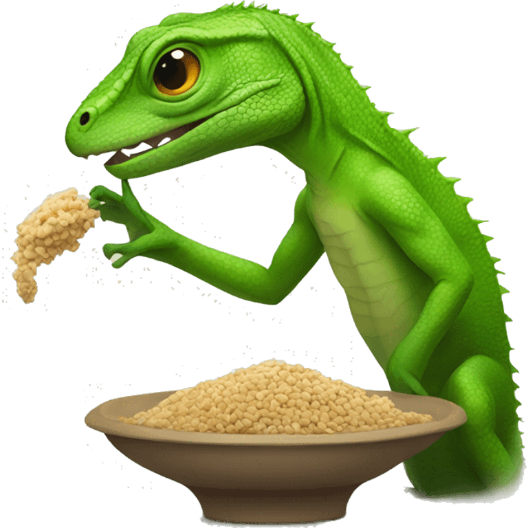 lizard being feed by human emoji