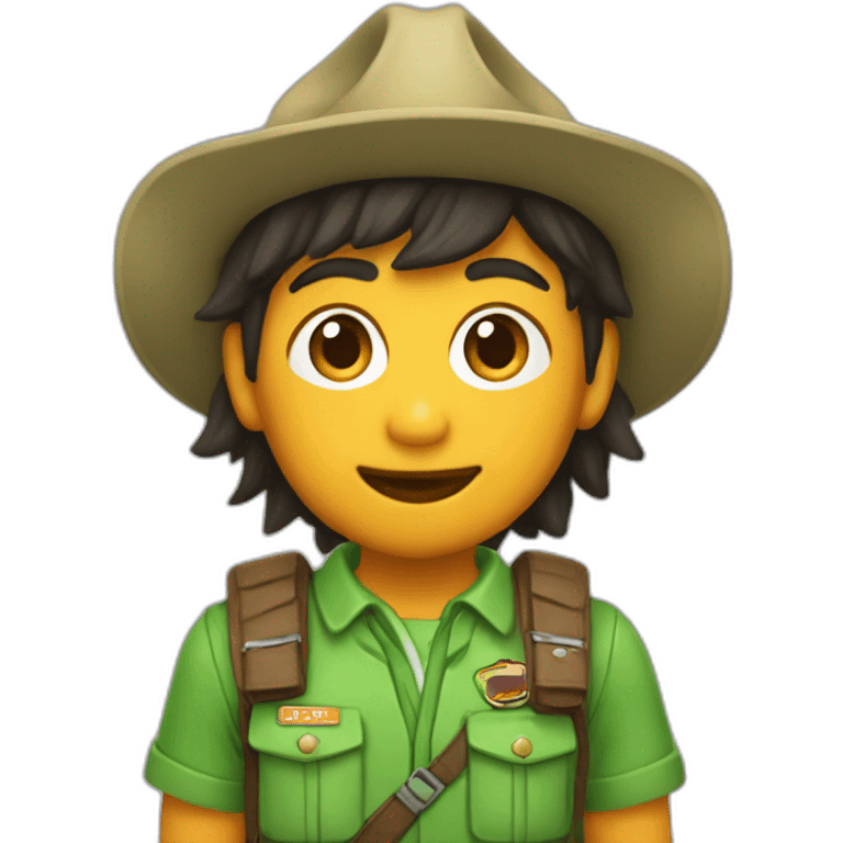 Pañoleta scout naranja con franjas verdes emoji