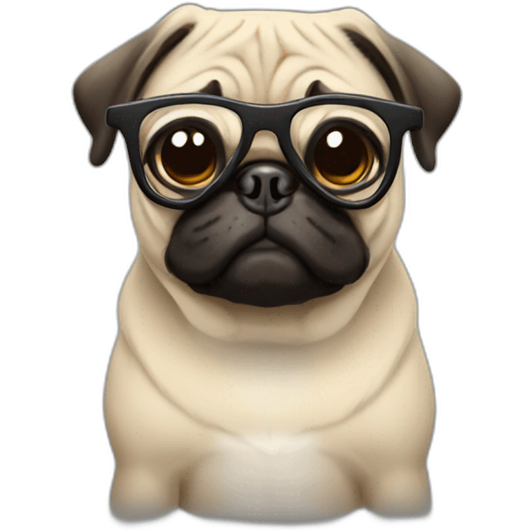 Pug con gafas emoji