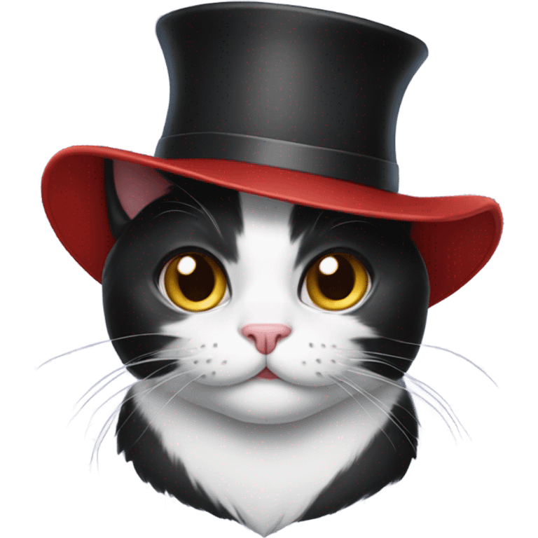 Tuxedo cat in a hat emoji