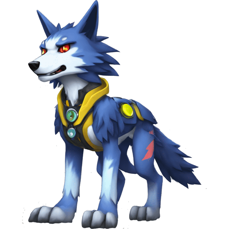  Cool Edgy Colorful Digimon-Fakemon-Wolf with edgy markings full body emoji