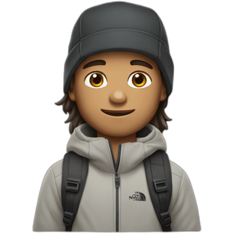 boy mi-long hair with north face cap emoji