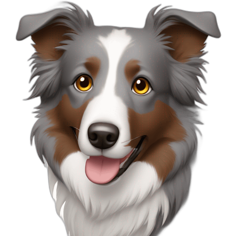 gray colour hair Border collie with Brown eyes emoji