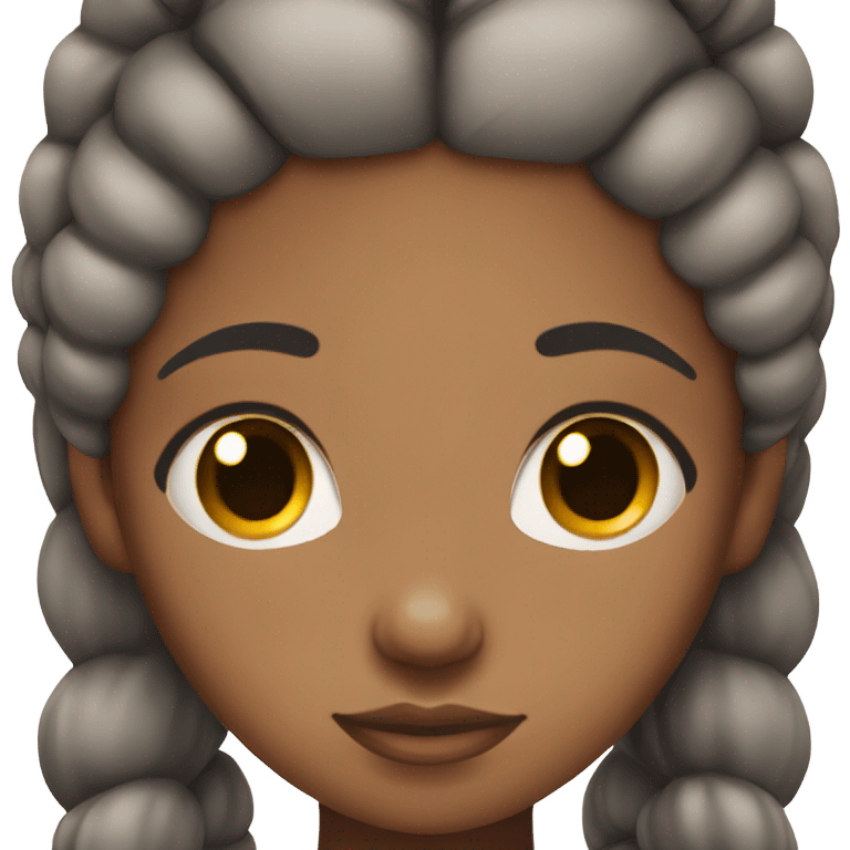 Black girl with black pigtails and brown eyes, sleeping emoji