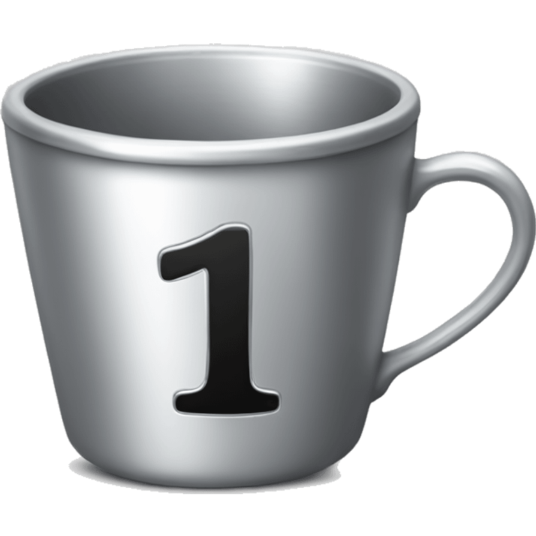 a silver-colored cup with the inscription "No. 1" on it emoji