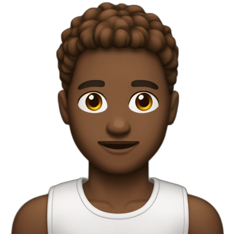 French crop mid fade Brown Hair Young african man emoji emoji