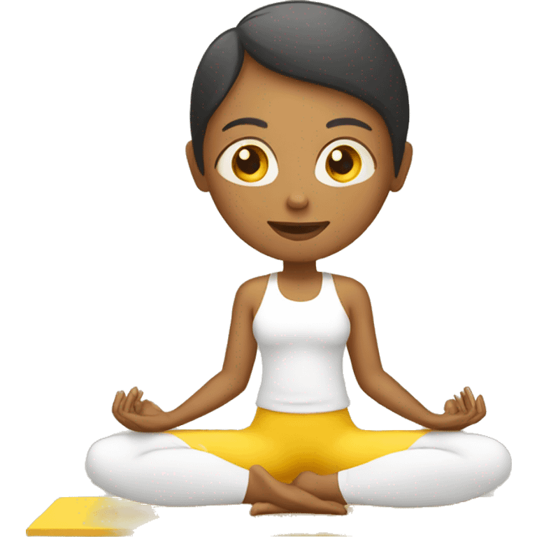 person with yellow skin tone doing yoga emoji