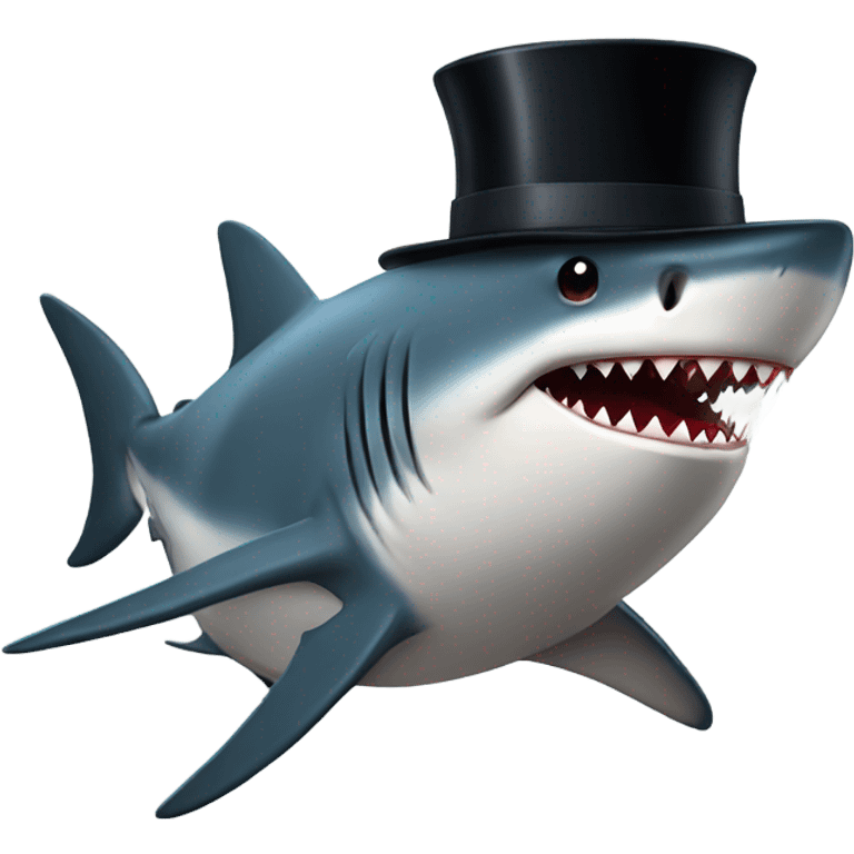 Shark with a top hat emoji