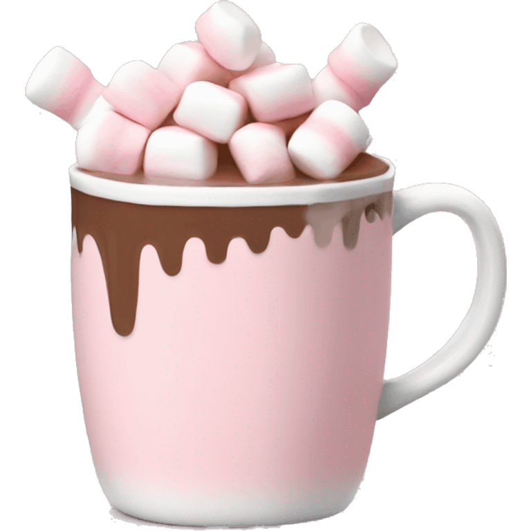 Light Pink mug of hot chocolate with marshmallows  emoji