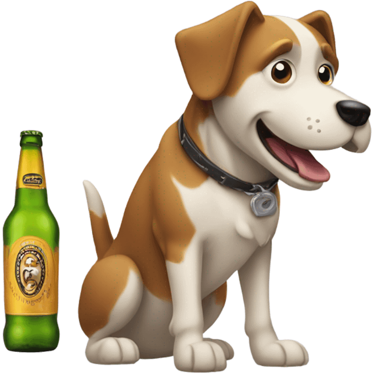 Barking dog with beer emoji