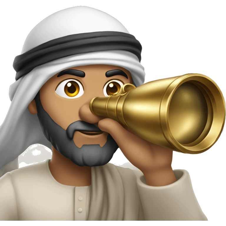 middle eastern man looking through brass spyglass emoji