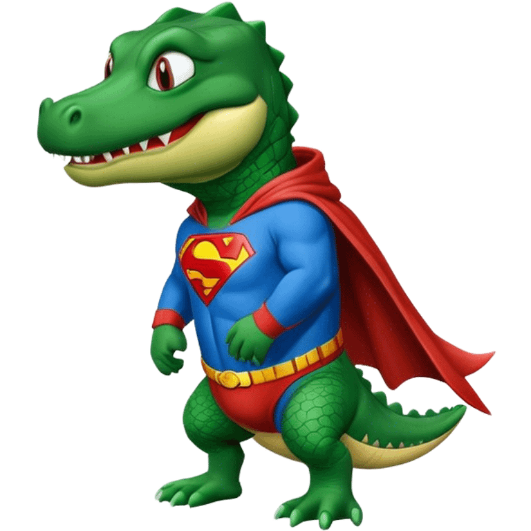 Gator wearing Superman hoodie emoji