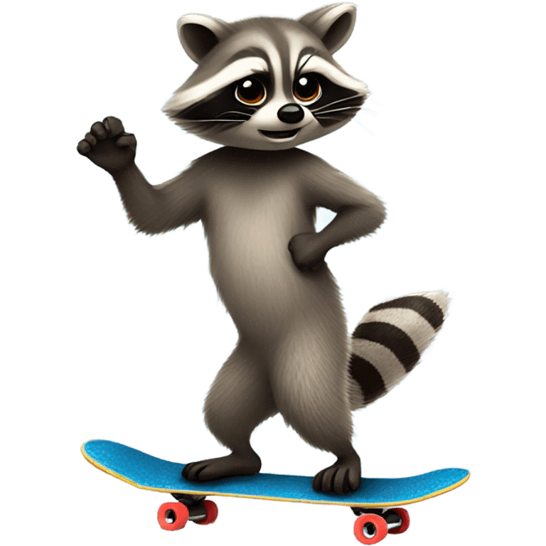 Raccoon on a skateboard  emoji