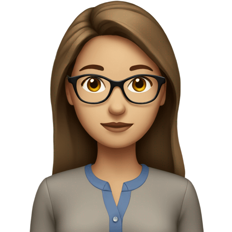 finance, girl with brown hair, glasses, shirt emoji