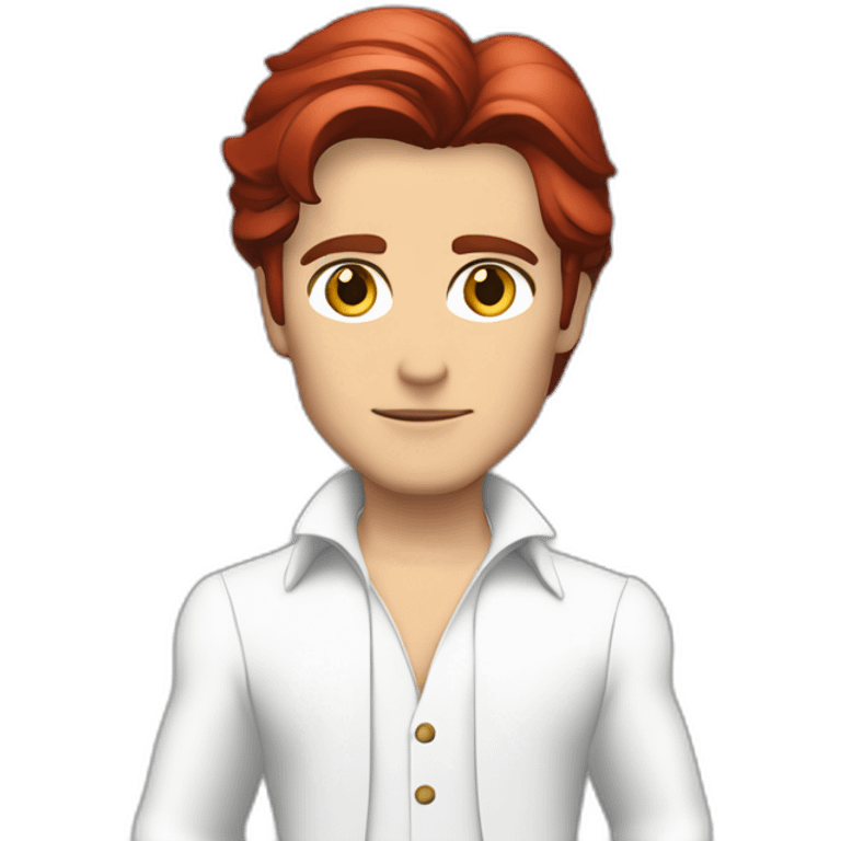 Alain delon blue eyes red hair white space outfit full body emoji