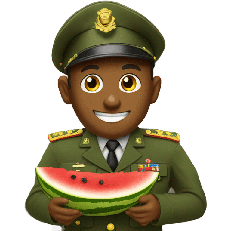 Drill sgt and a monkey eating watermelon emoji