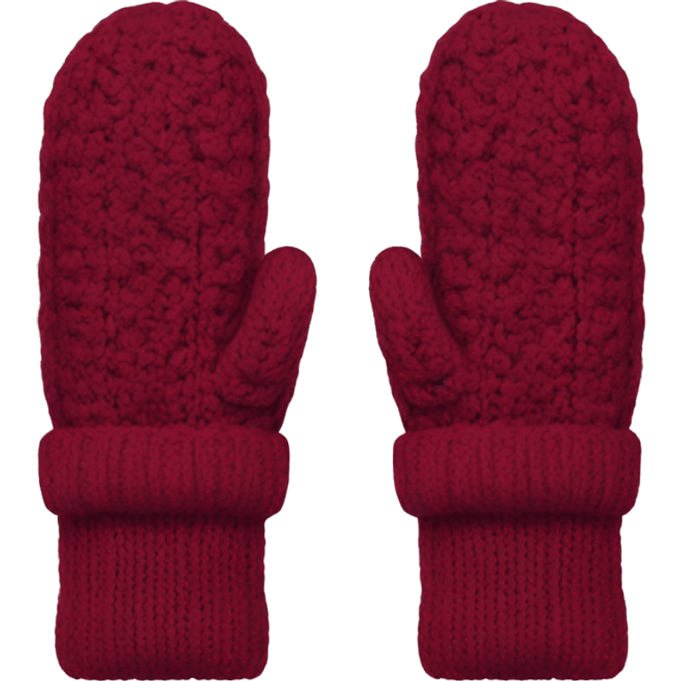 Knitted burgundy pair of mitten emoji