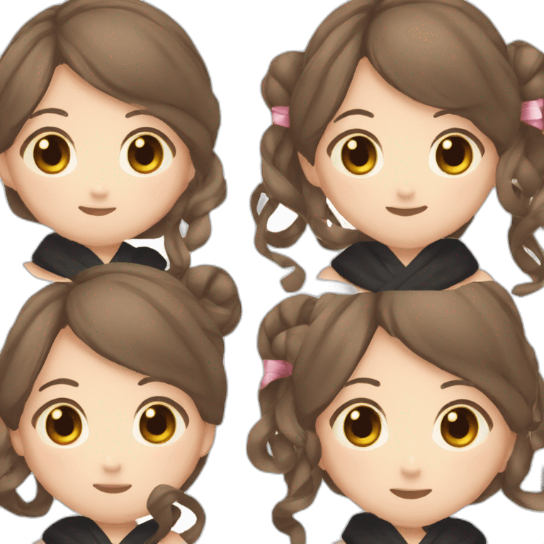 cinnamonroll asian girl with brown hair and black dress and ribbons in hair emoji