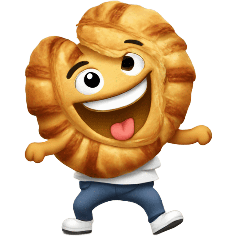 Cartoon Croissant dancing emoji