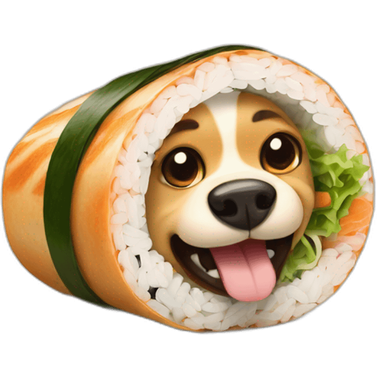 cartoon dog inside sushi roll emoji