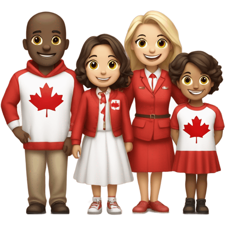 Show me a family of proud Canadians  emoji