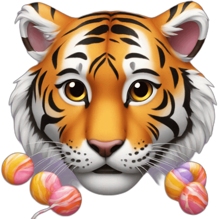 tiger with candy emoji