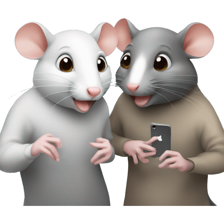 two rats chatting on facetime emoji