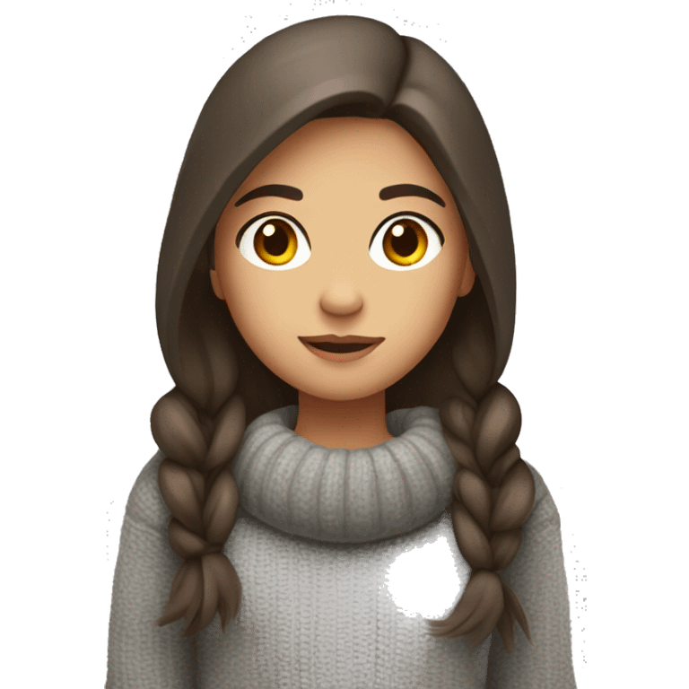 winter, christmas, hispanic, long brown hair, girl, brown eyes, child, full body, grey sweater emoji