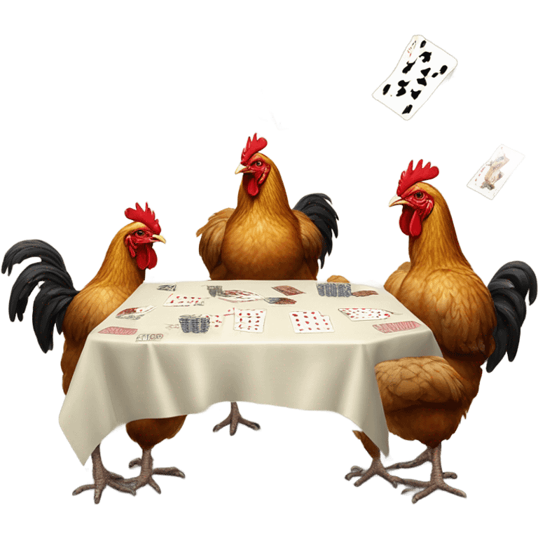 Chickens playing cards emoji