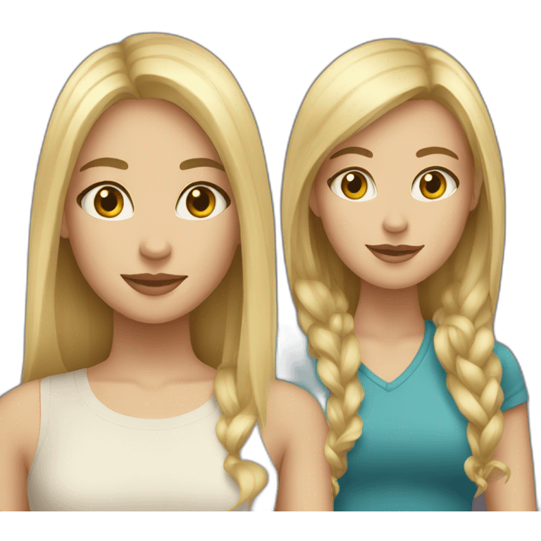 tall blond girl and tall brunette girl  emoji