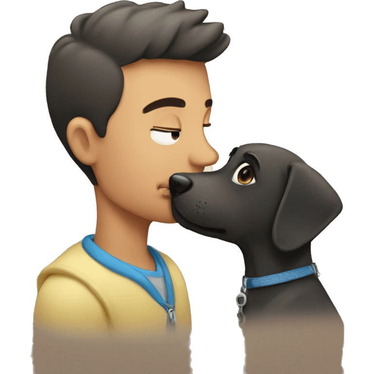 Man kissing his pet emoji