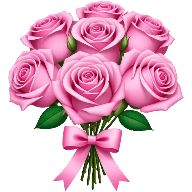 pink rose bouquet with pink ribbons  emoji