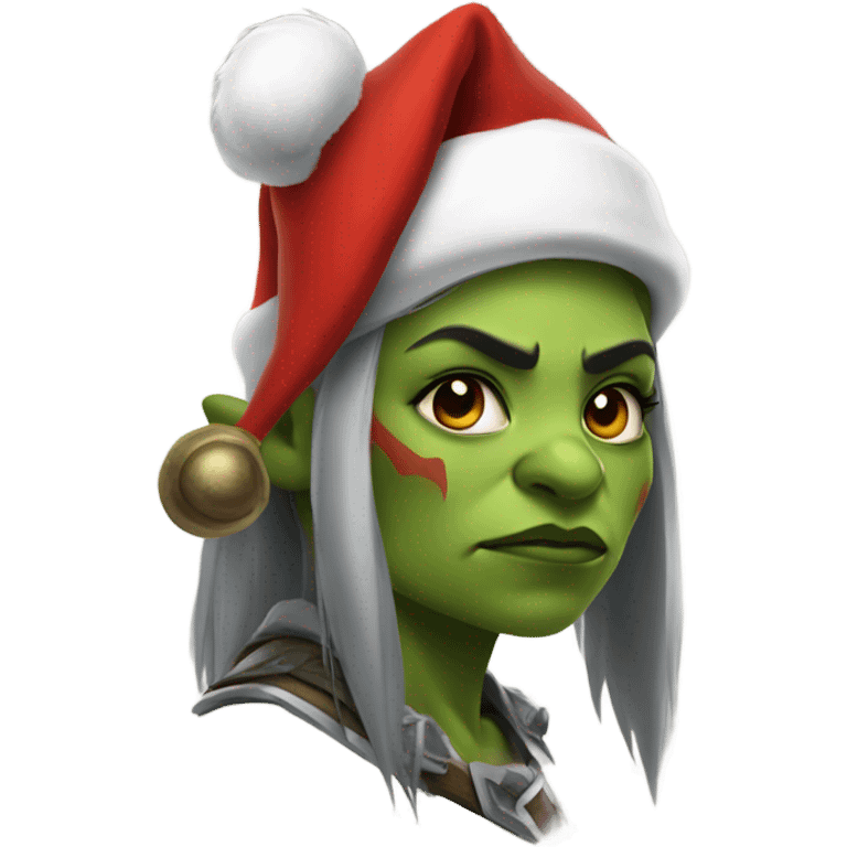 orc female warrior with santa hat emoji