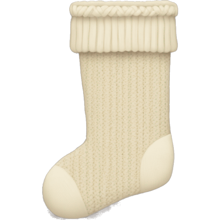 A cream colored knitted Christmas stocking emoji