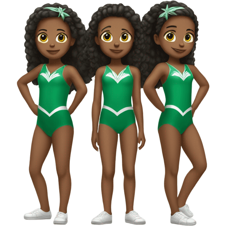 Twin girls wearing green eagles leotards emoji