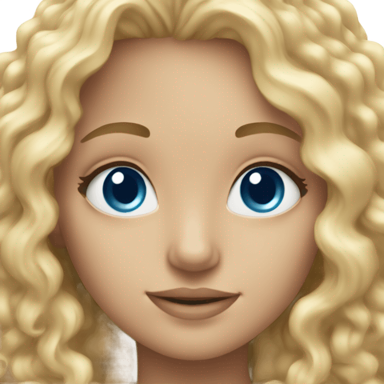 beautiful girl with long curly blonde hair and blue eyes emoji