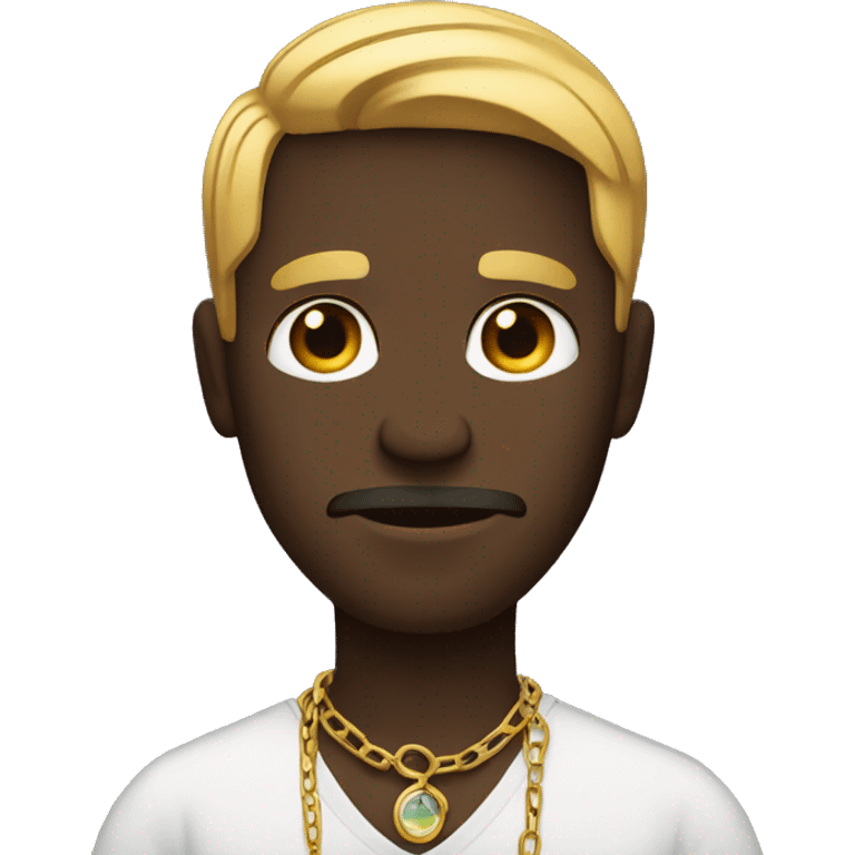 dark-skinned male with necklace shrugging shoulders  emoji