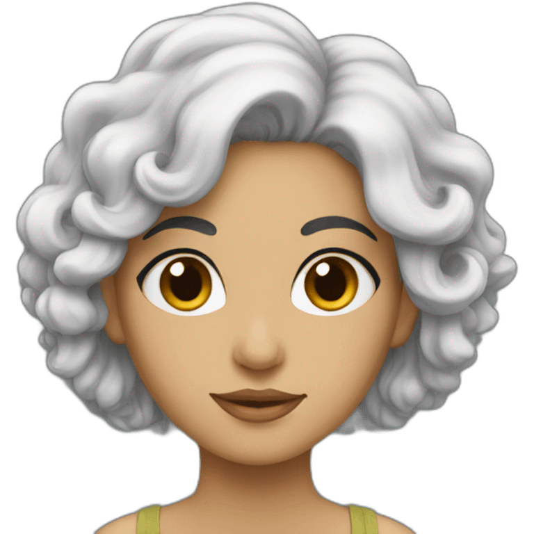 Persian woman with curly black hair emoji