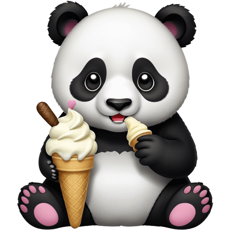 Panda eating ice cream emoji