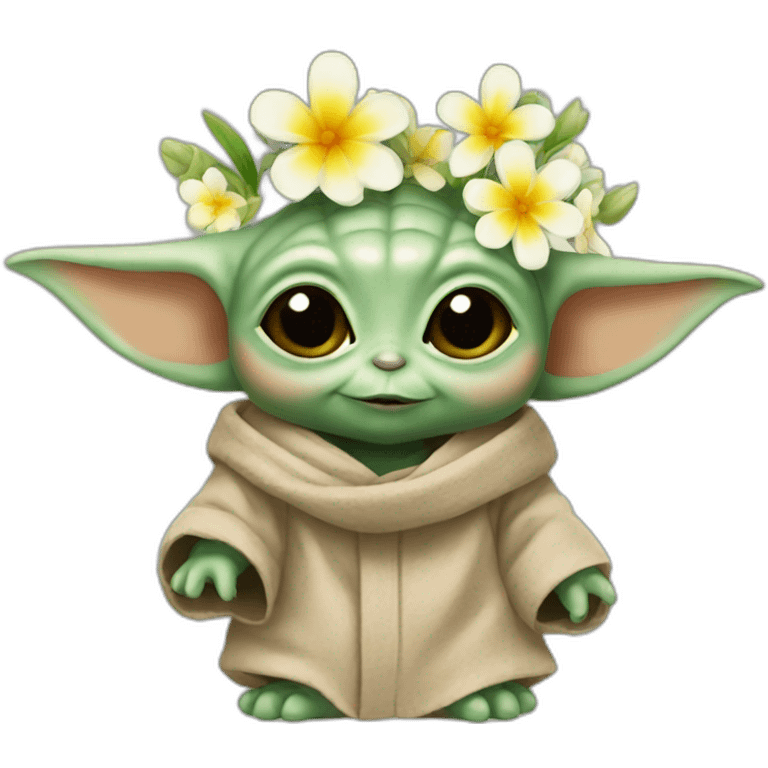 Baby yoda with flowers emoji